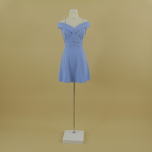 Vestido escote bardot tela scuba color celeste - Jackie