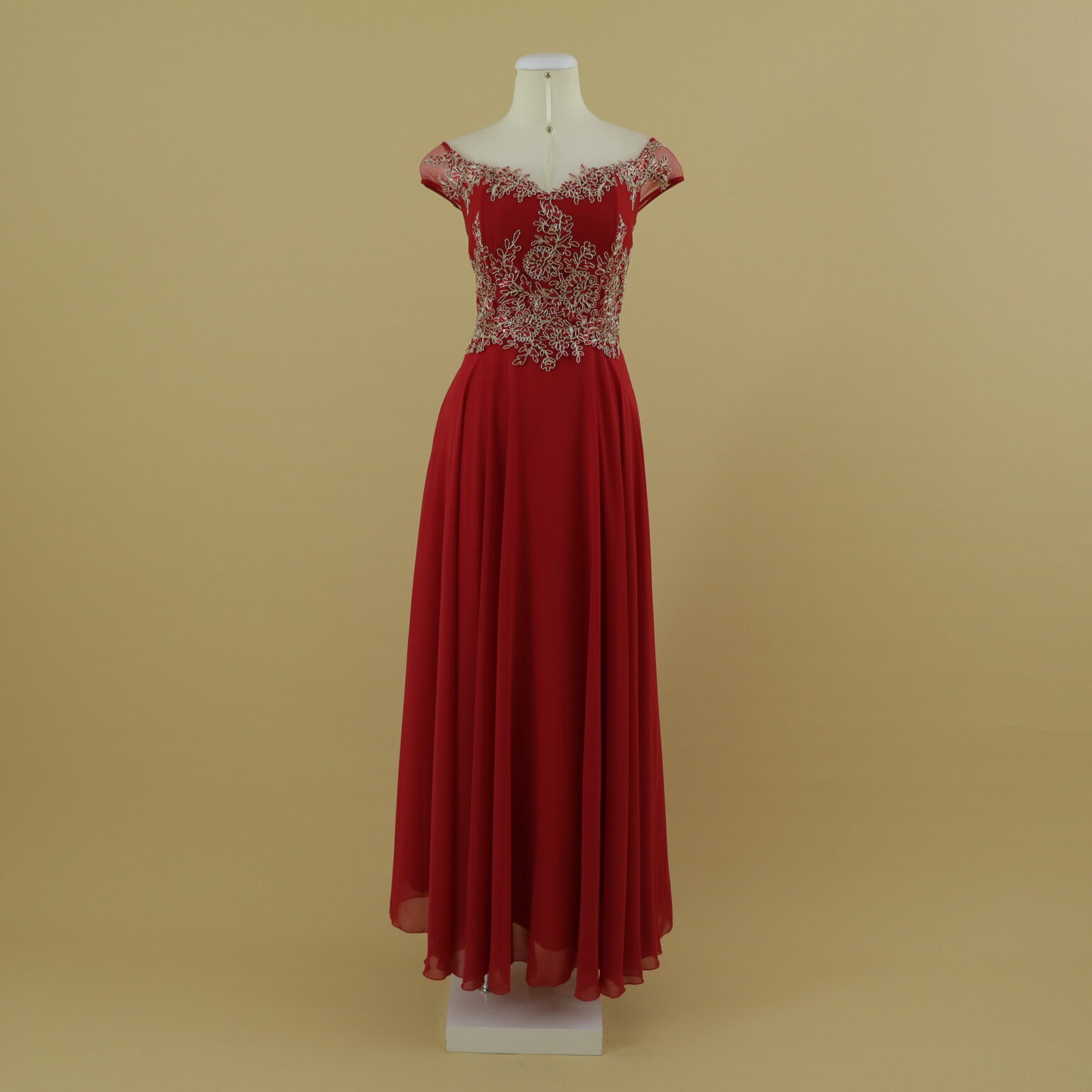 Crystal Un Hombro Gasa Y Encaje Vestido Con Apertura Verde Oliva Tallas Grandes