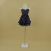 Vestido tela gasa estampada escote corazón corte campana color azul presidencial floreado - Paulette