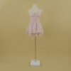 Vestido tela gasa estampada escote corazón corte campana color rosado floreado - Paulette
