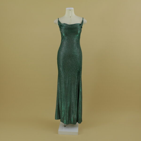 Vestido tornasolado corte sirena color verde botella - Diora