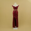 vestido con cintura tul transparente color vino - Abigail