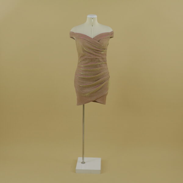 Vestido tela tornasolada corte sirena color dorado - Nora
