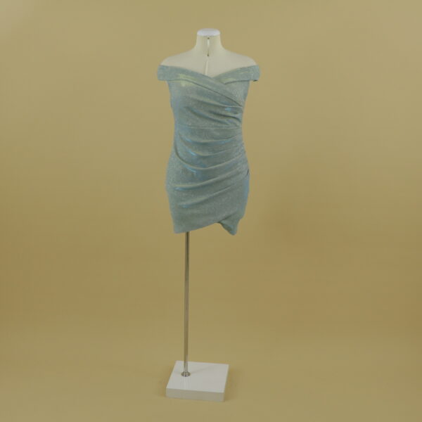 Vestido tela tornasolada corte sirena color verde cemento - Nora