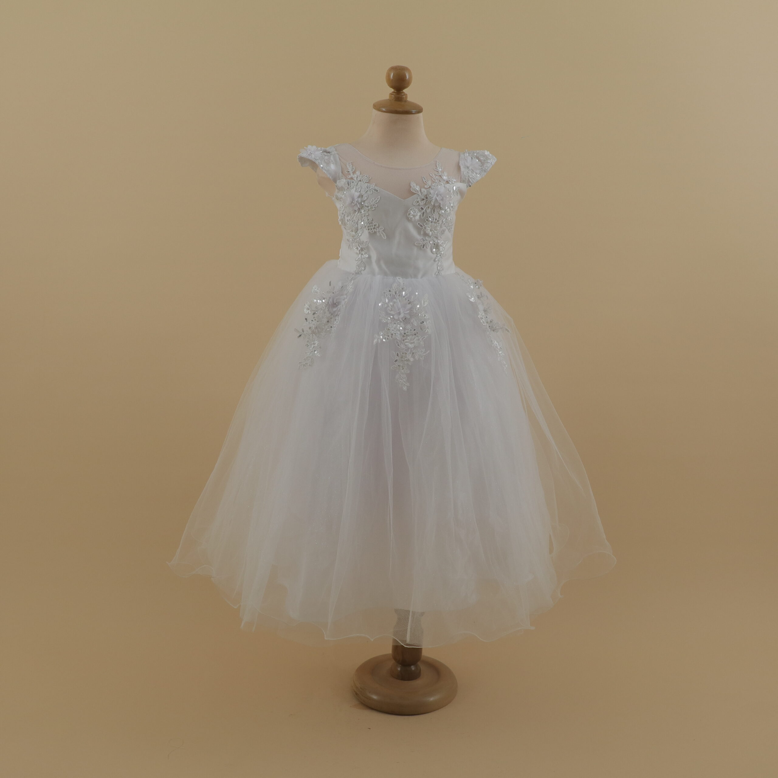 vestido color blanco para niñas con escote redondo caida encaje - Sasha vestido color blanco para niñas con escote redondo caida encaje - Sasha