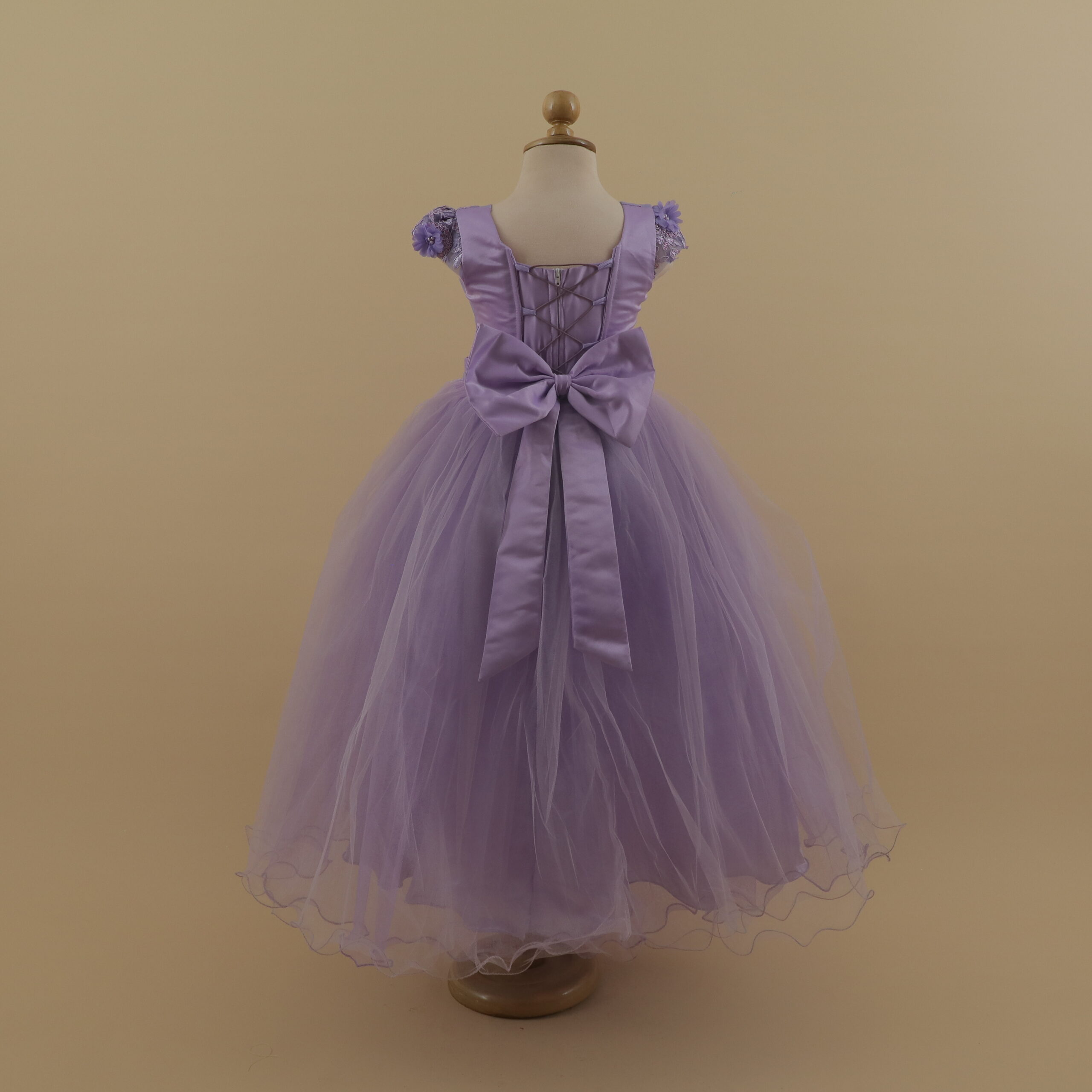 vestido color lila para niñas escote redondo con corset lazo y cierre - Sakura vestido color lila para niñas escote redondo con corset lazo y cierre - Sakura