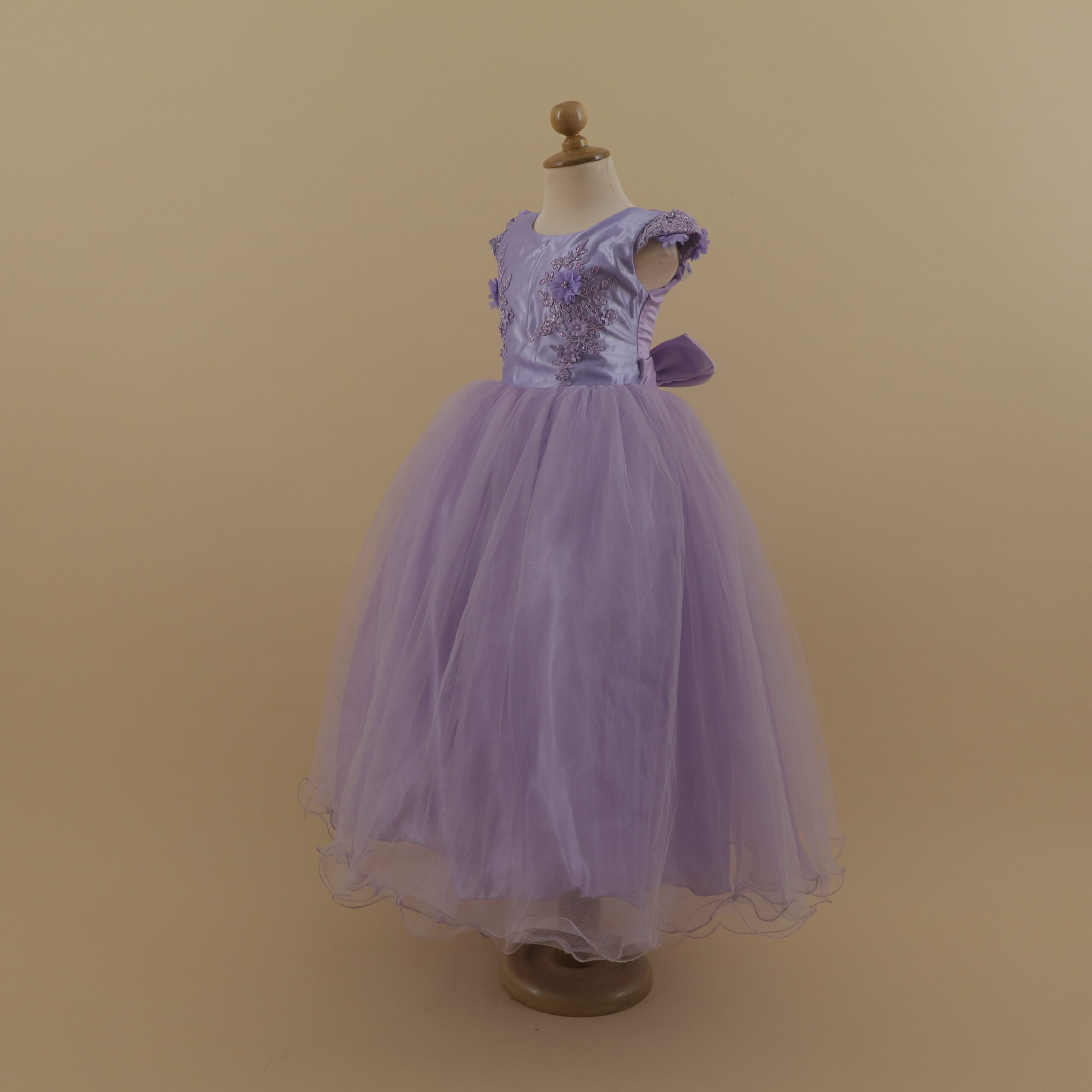 vestido color lila para niñas escote redondo tela satén tul ilusión - Sakura vestido color lila para niñas escote redondo tela satén tul ilusión - Sakura