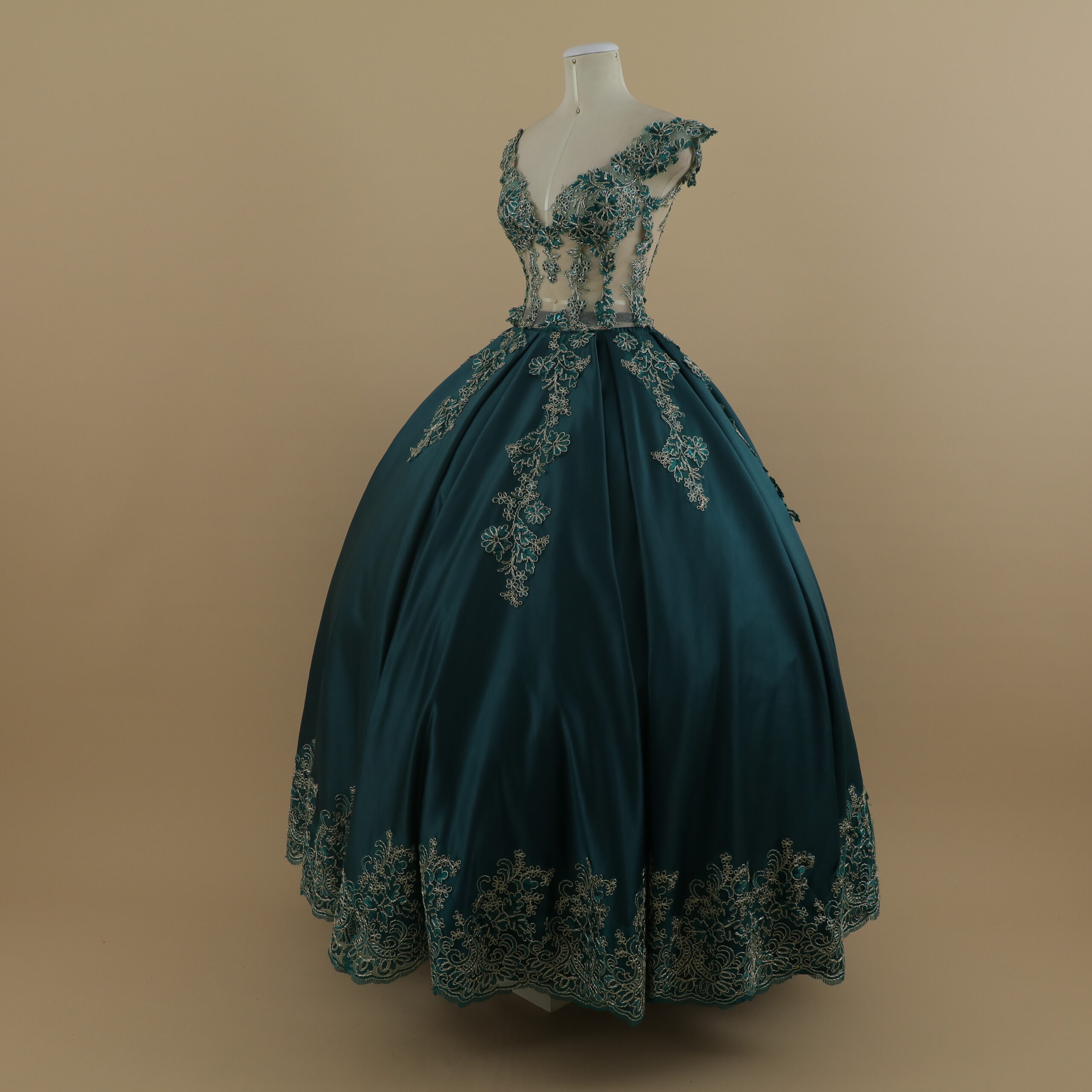 vestido para fiesta de quinceaños color verde botella - Aveline vestido para fiesta de quinceaños color verde botella - Aveline