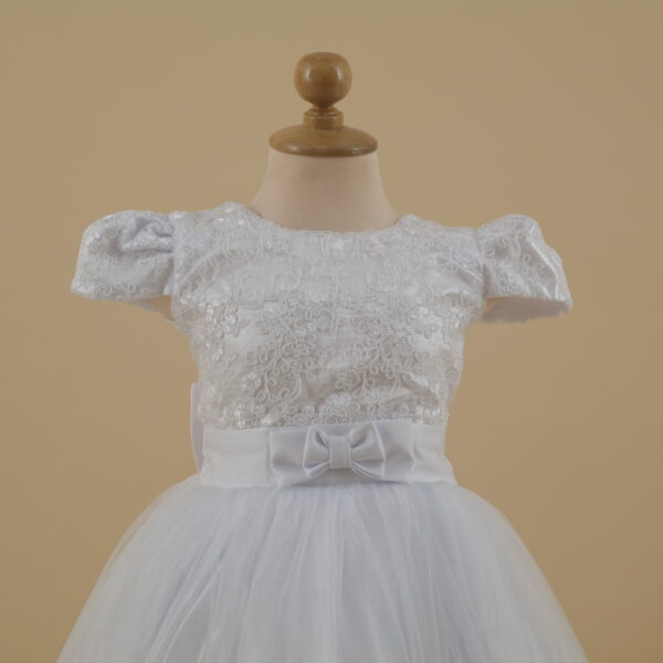 vestido para niñas color blanco moderno con flores en 3d - Raquel