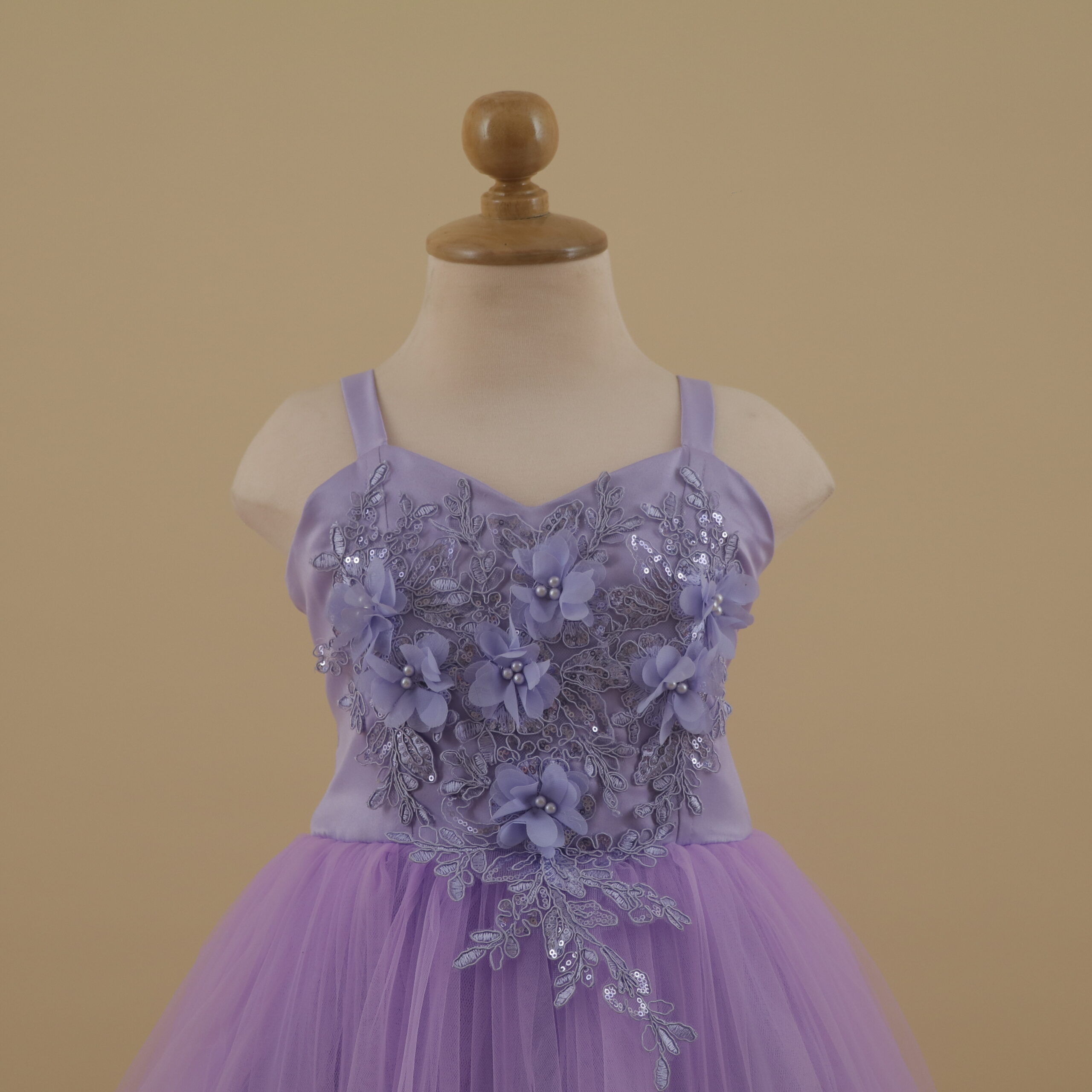 vestido para niñas lila encajes 3d - Tefy