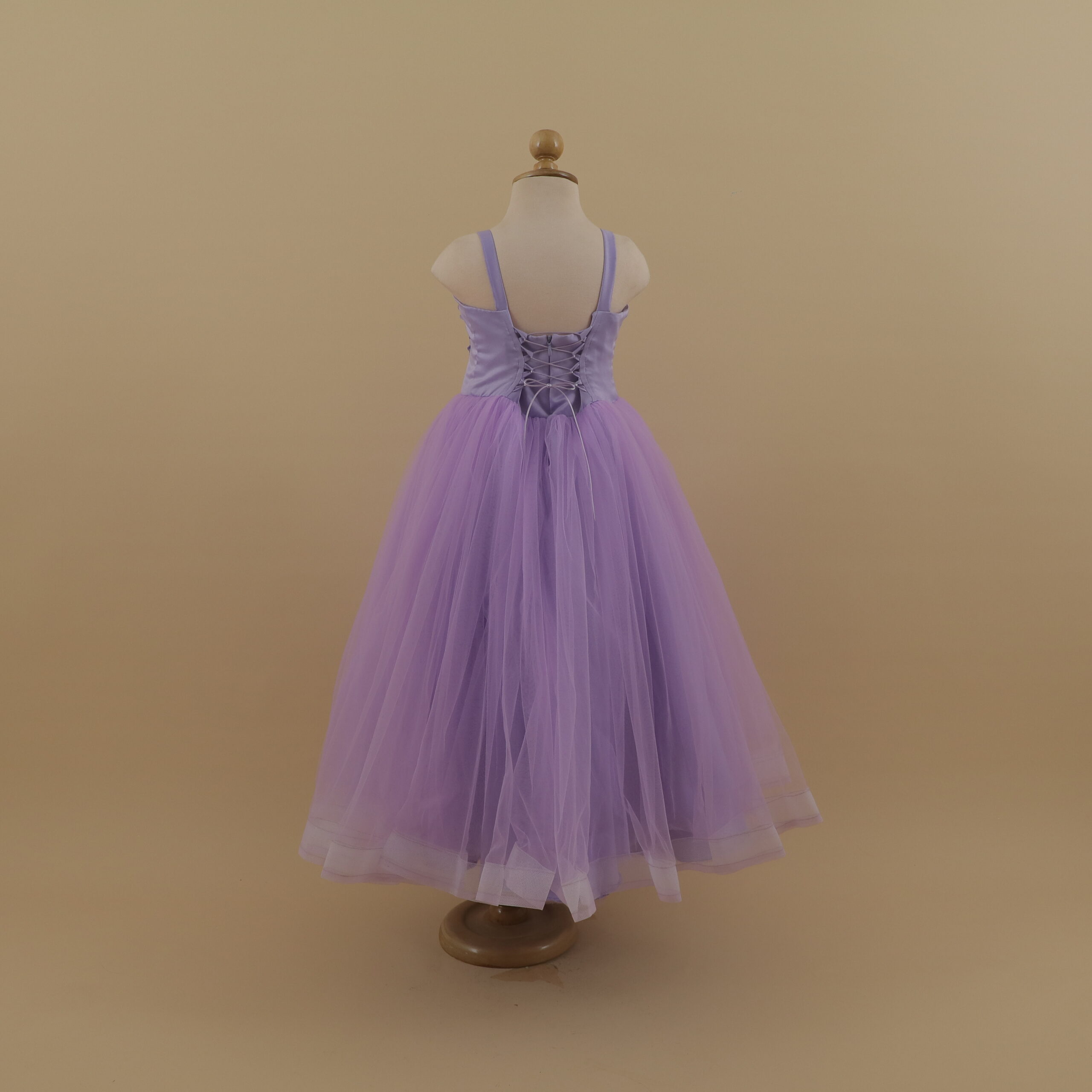 vestido para niñas lila encajes 3d con cierre y corset - Tefy