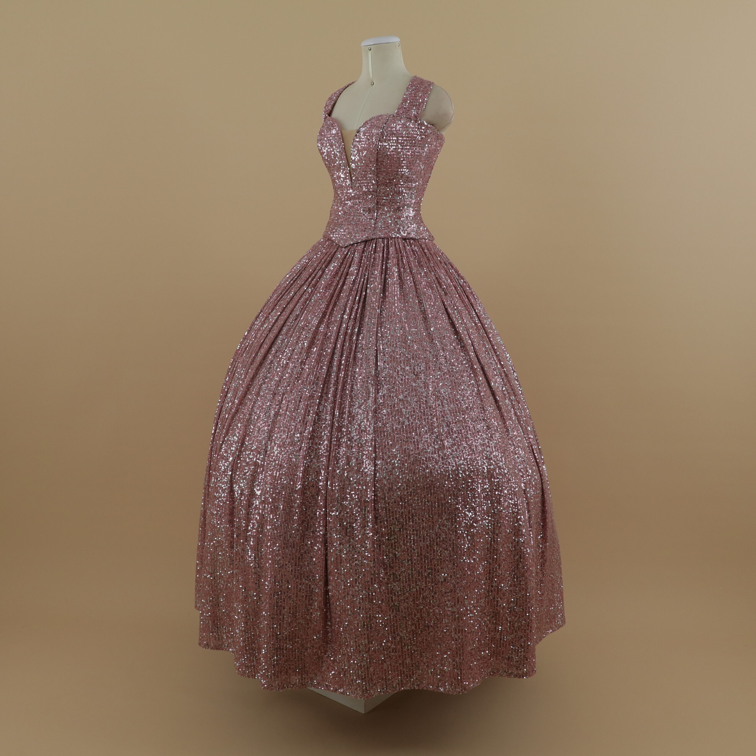 vestido para quinceaños tela razo falda de 2 capas color palo rosa - Lysandra vestido para quinceaños tela razo falda de 2 capas color palo rosa - Lysandra