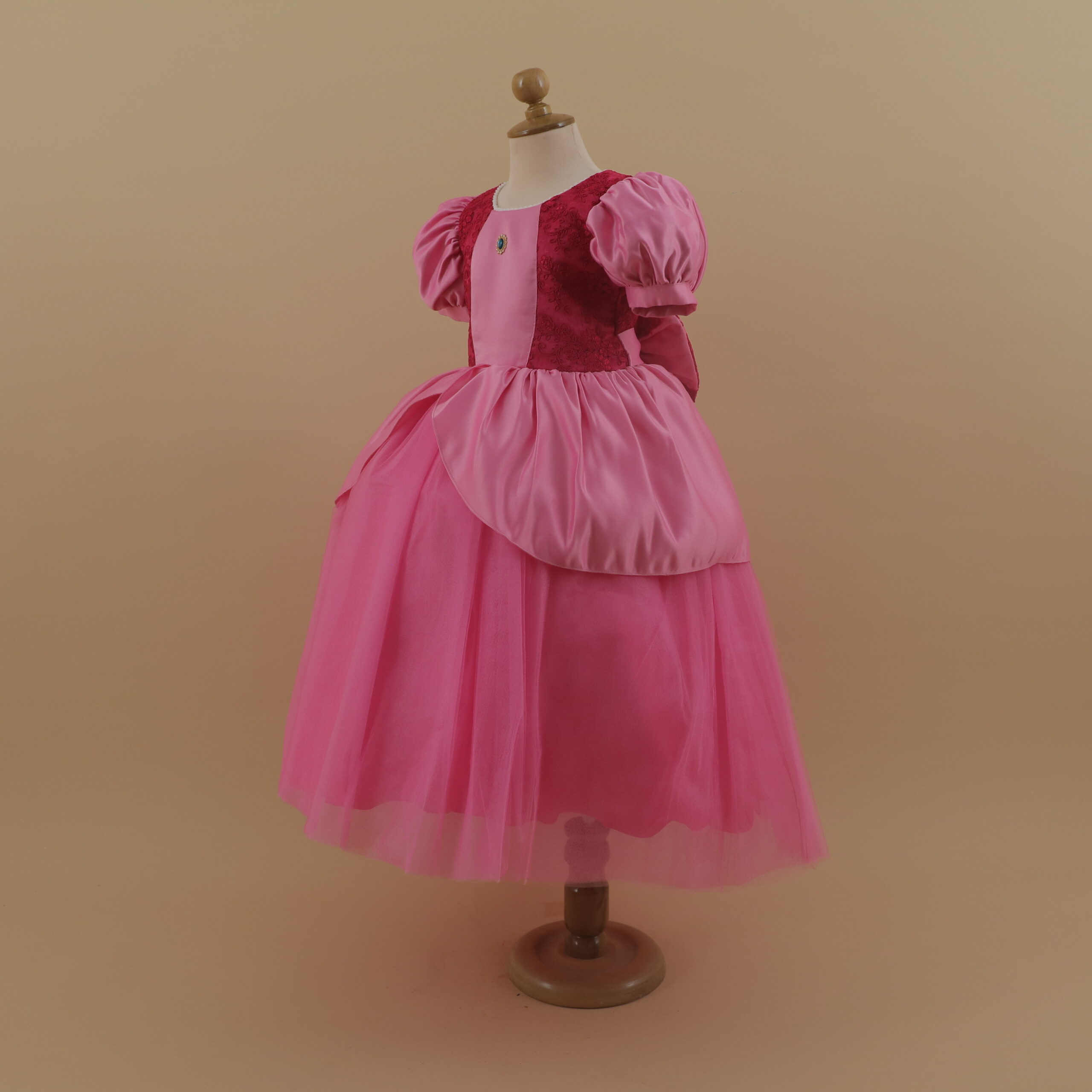 vestido princesa peach niñas pecho tul con encajes y pedrería vestido princesa peach niñas pecho tul con encajes y pedrería