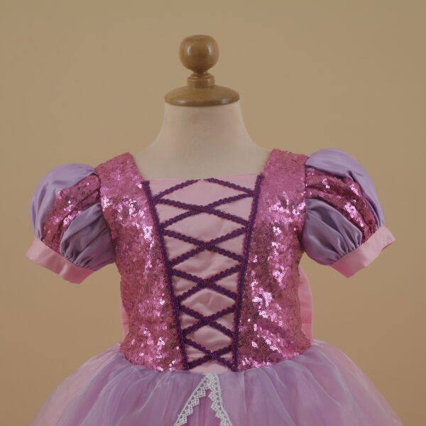 vestido rapunzel para niñas escote cuadrado - Rapunzel