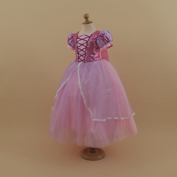 vestido rapunzel para niñas escote cuadrado tul seda - Rapunzel