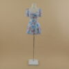 vestido tela gasa estampada escote corazon corte a tipo shorts color celeste - Mayra