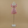 vestido tela gasa estampada escote corazon corte a tipo shorts color rosado - Mayra