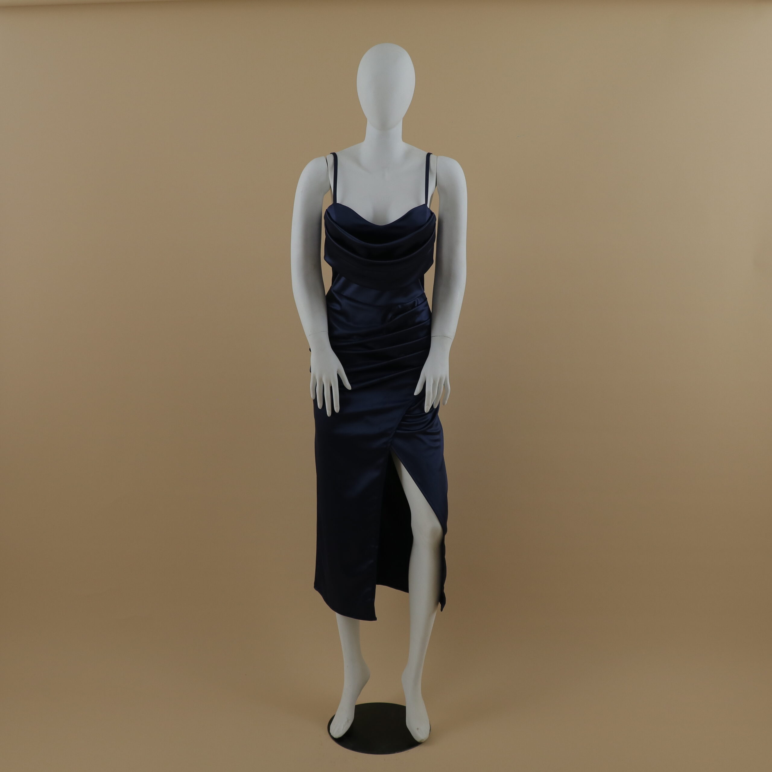 vestido largo con abertura tela zara suin color azul noche - Georgia