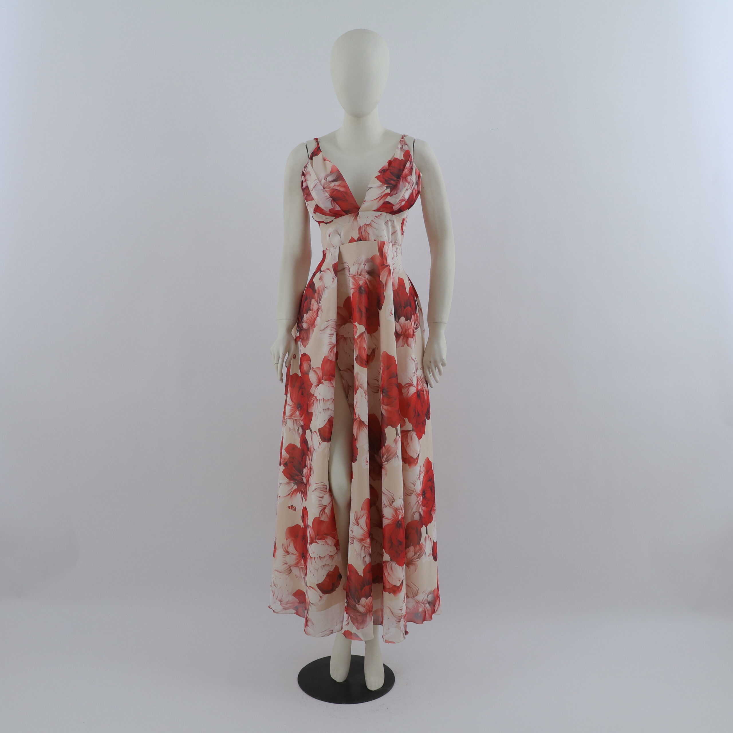 vestido tela gasa estampada corte princesa color rojo - Bárbara vestido tela gasa estampada corte princesa color rojo - Bárbara