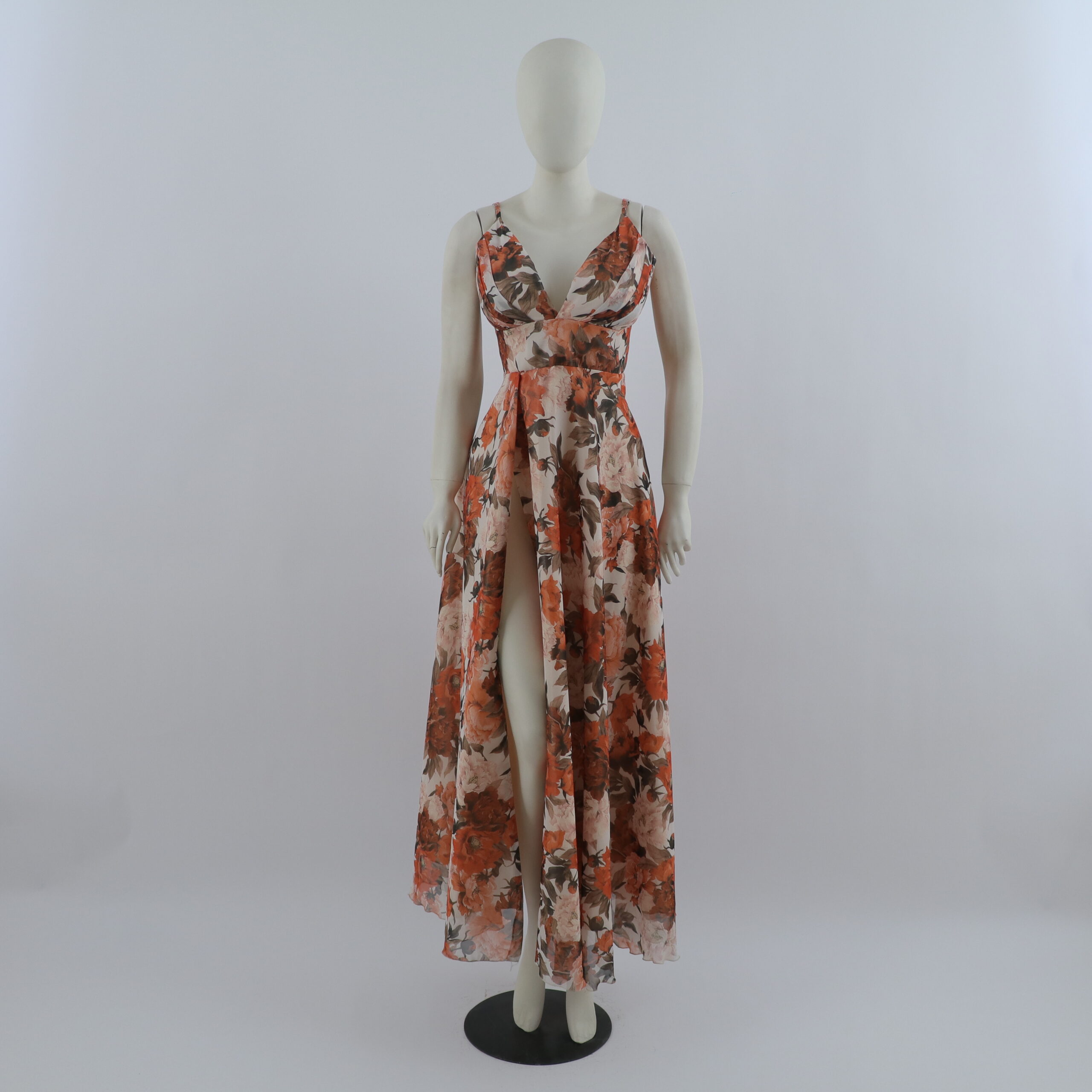 vestido tela gasa estampada corte princesa color terracota - Bárbara vestido tela gasa estampada corte princesa color terracota - Bárbara