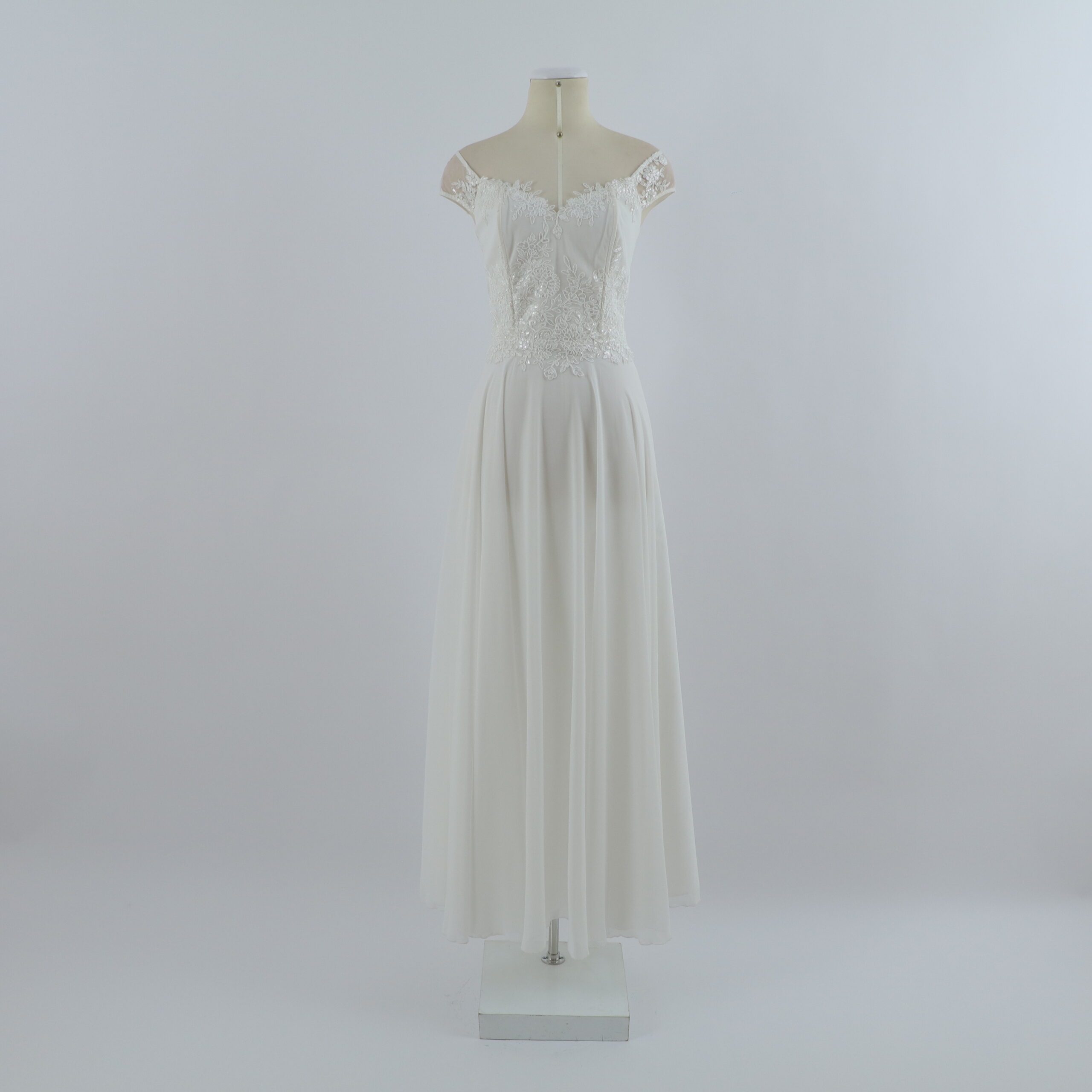 vestido tela gasa mangas caidas corte a color plata - Brisa vestido tela gasa mangas caidas corte a color plata - Brisa