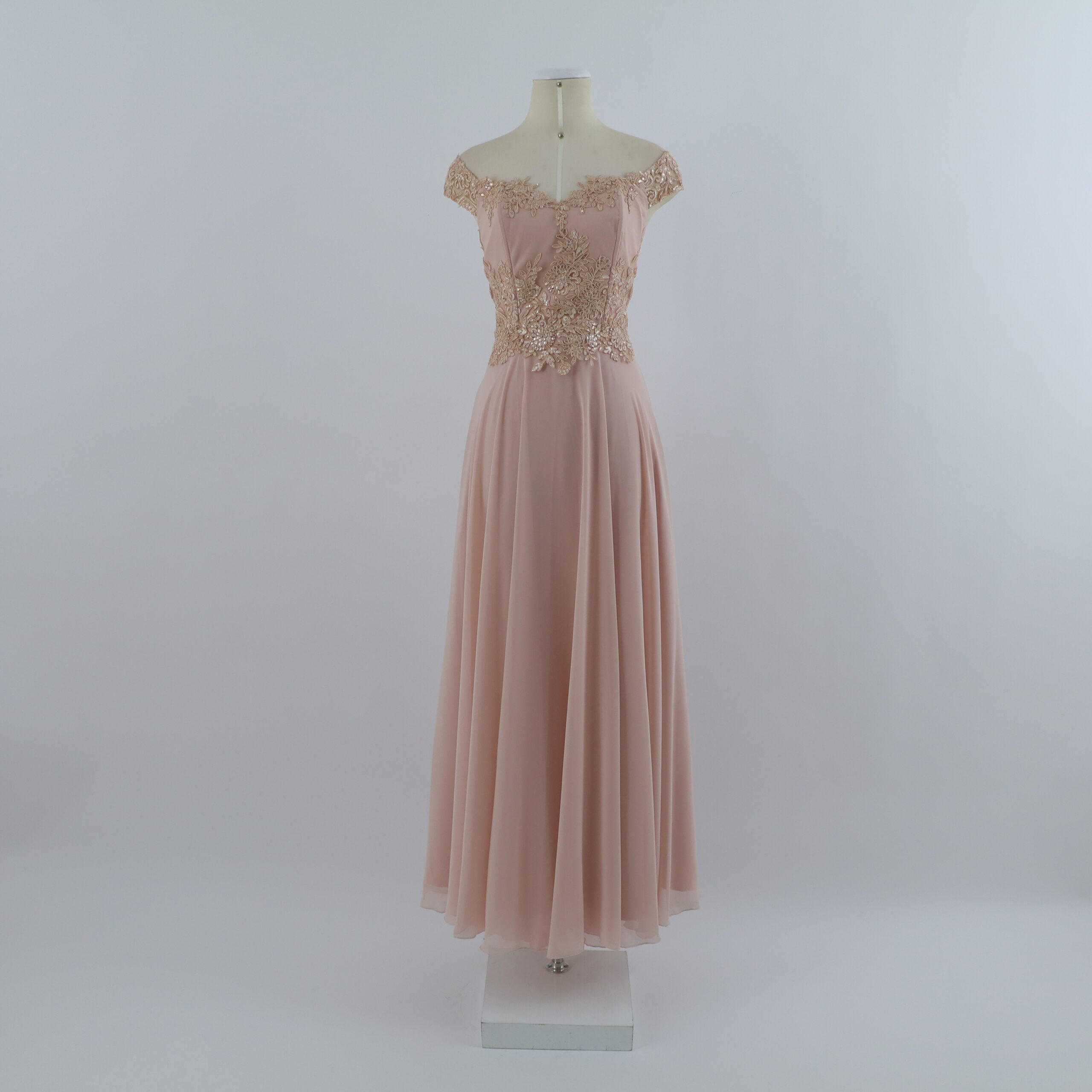 vestido tela gasa mangas caidas corte a color rosa nude - Brisa vestido tela gasa mangas caidas corte a color rosa nude - Brisa