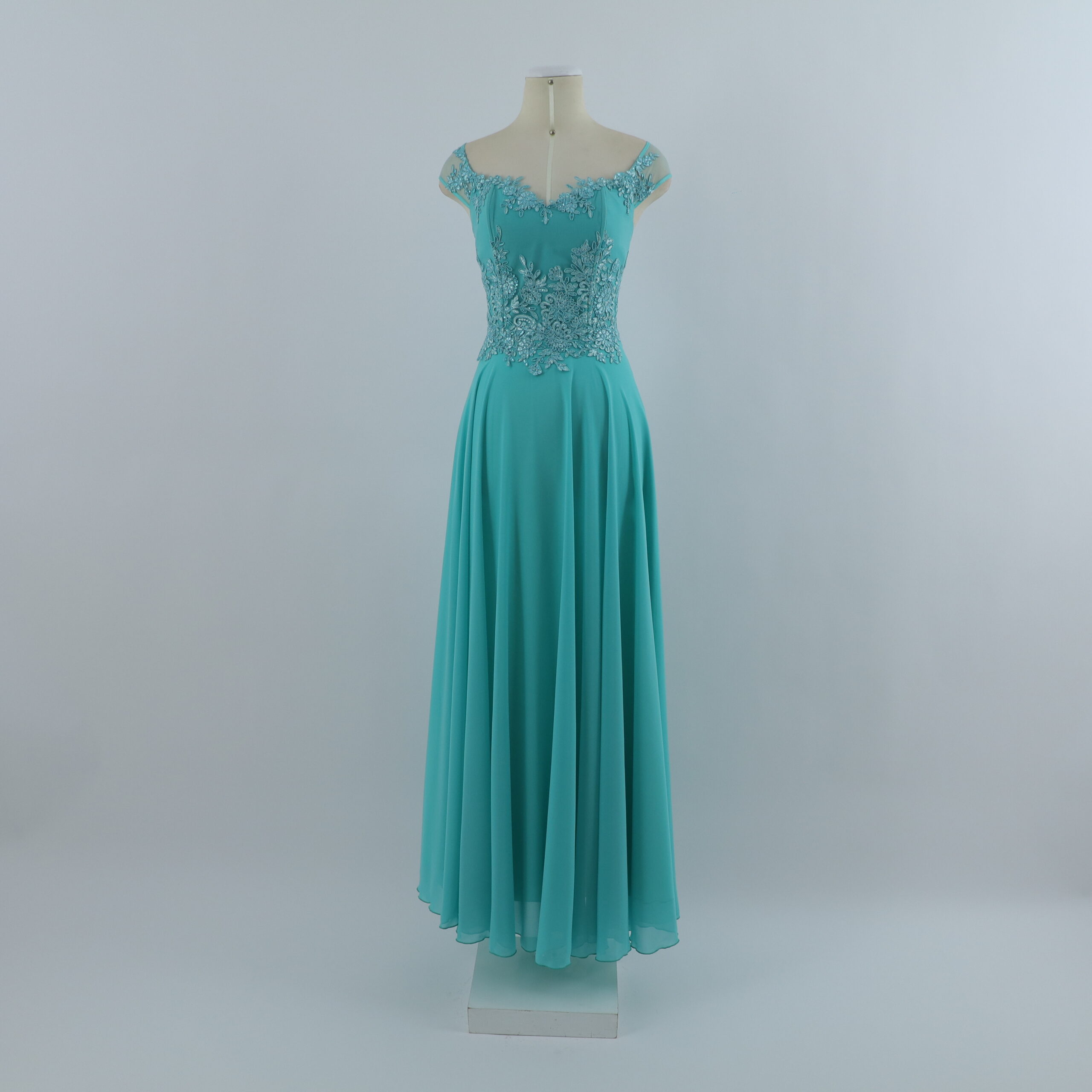 vestido tela gasa mangas caidas corte a color verde agua - Brisa vestido tela gasa mangas caidas corte a color verde agua - Brisa
