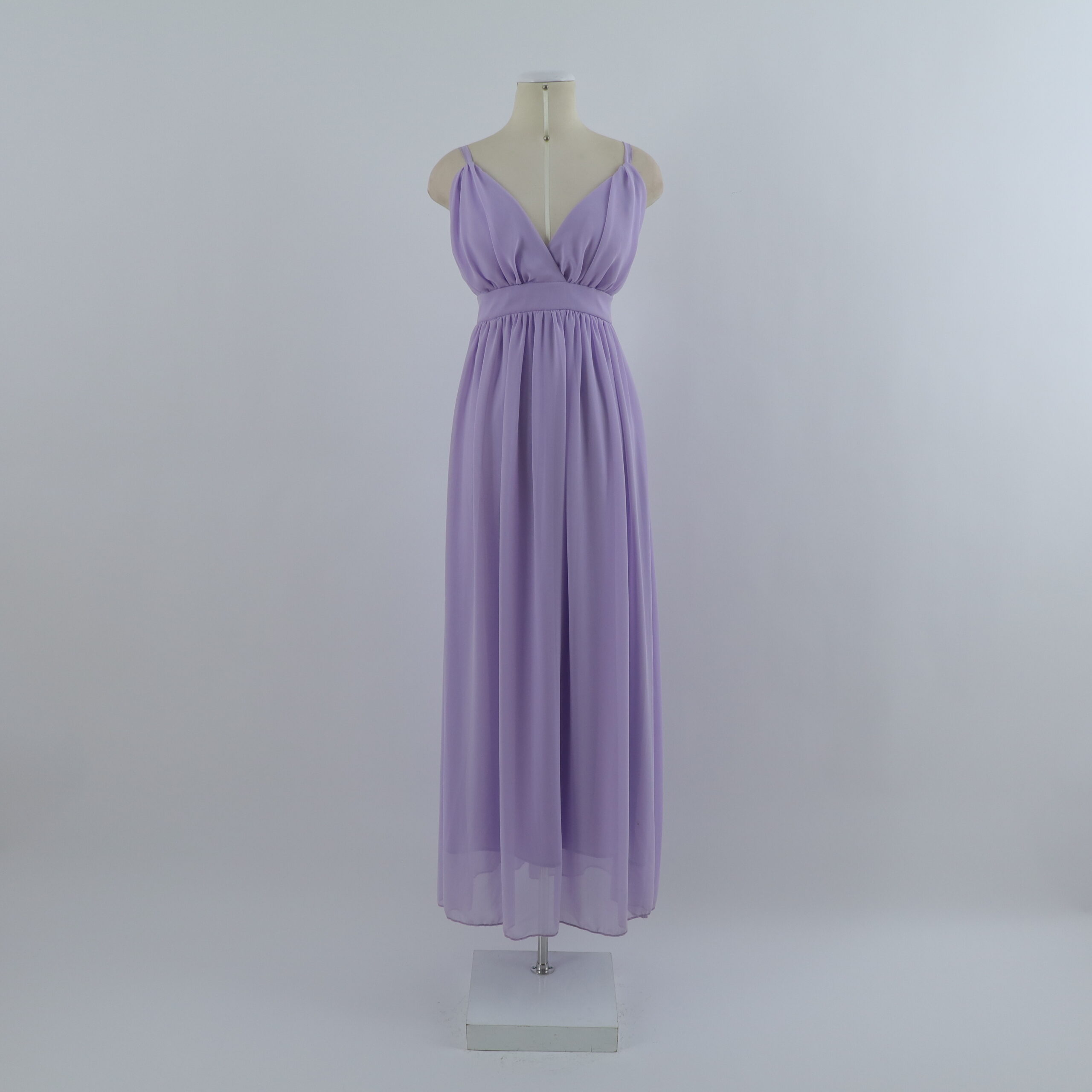 vestido tela gasa pecho semi tablones color lila - Charlize