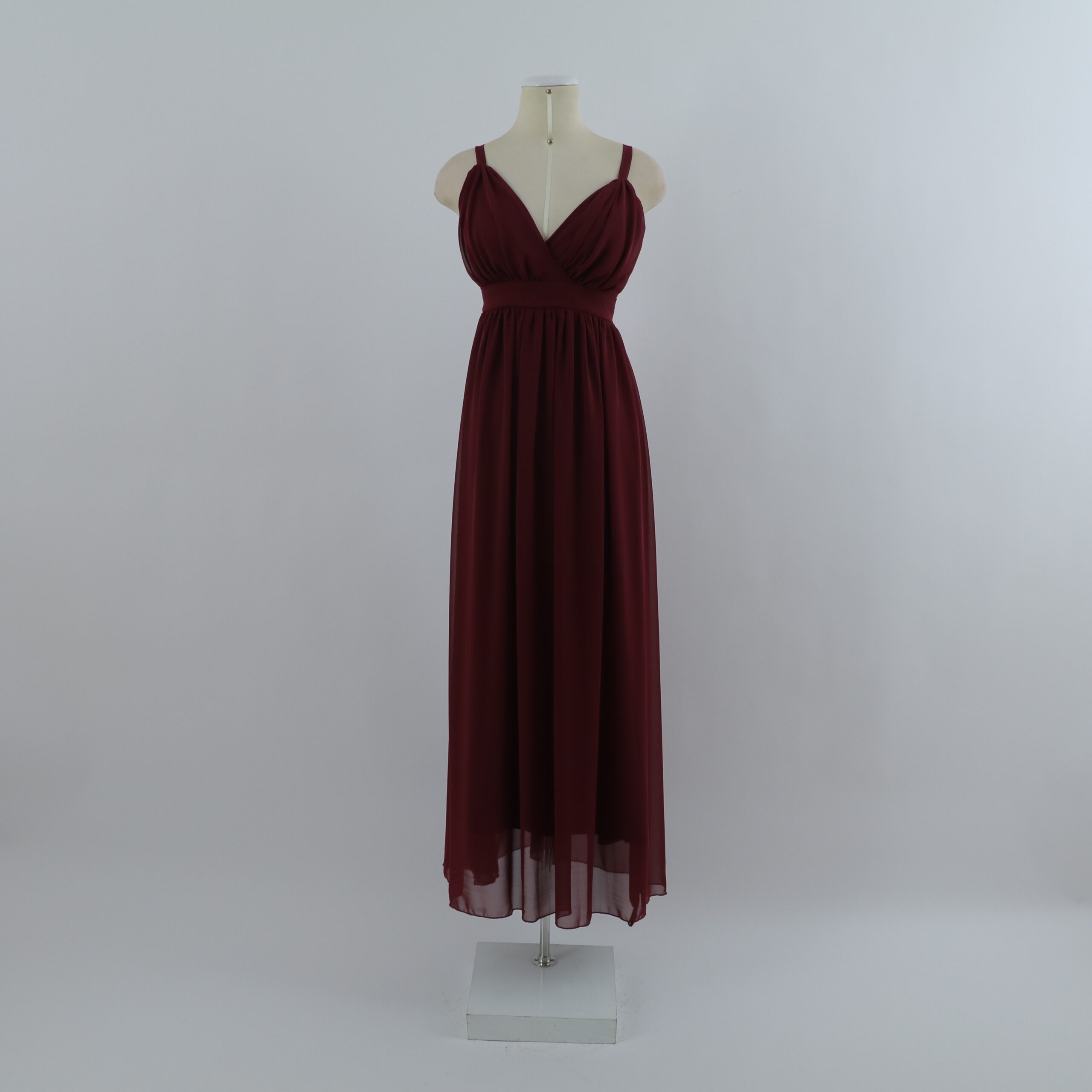 vestido tela gasa pecho semi tablones color vino - Charlize