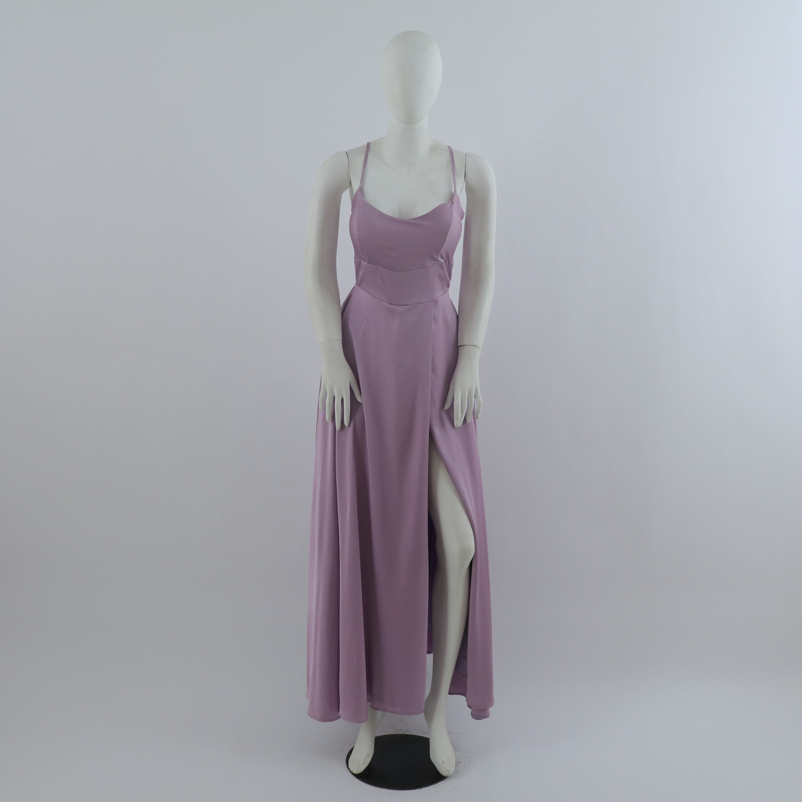 vestido tela saten caida recta color lila - Artis