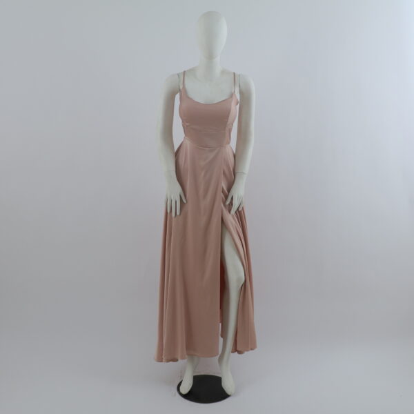 vestido tela saten caida recta color nude - Artis