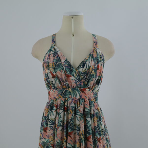 vestido tela scuba estampada escote en v multicolor - Celina