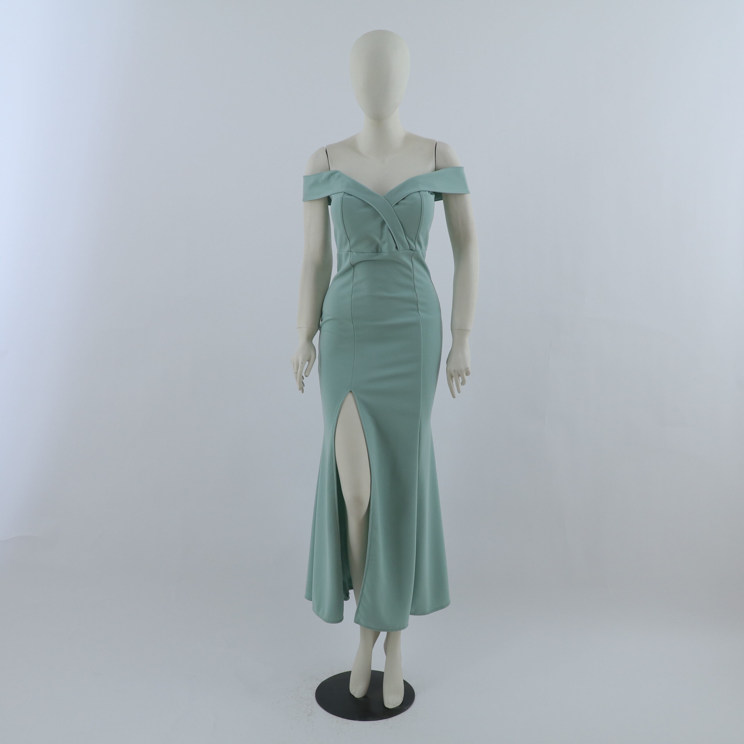 vestido tela scuba mangas caidas corte princesa color verde cemento - Cheryl vestido tela scuba mangas caidas corte princesa color verde cemento - Cheryl