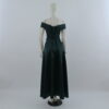 vestido tela versace escote v con cierre y corset color verde botella