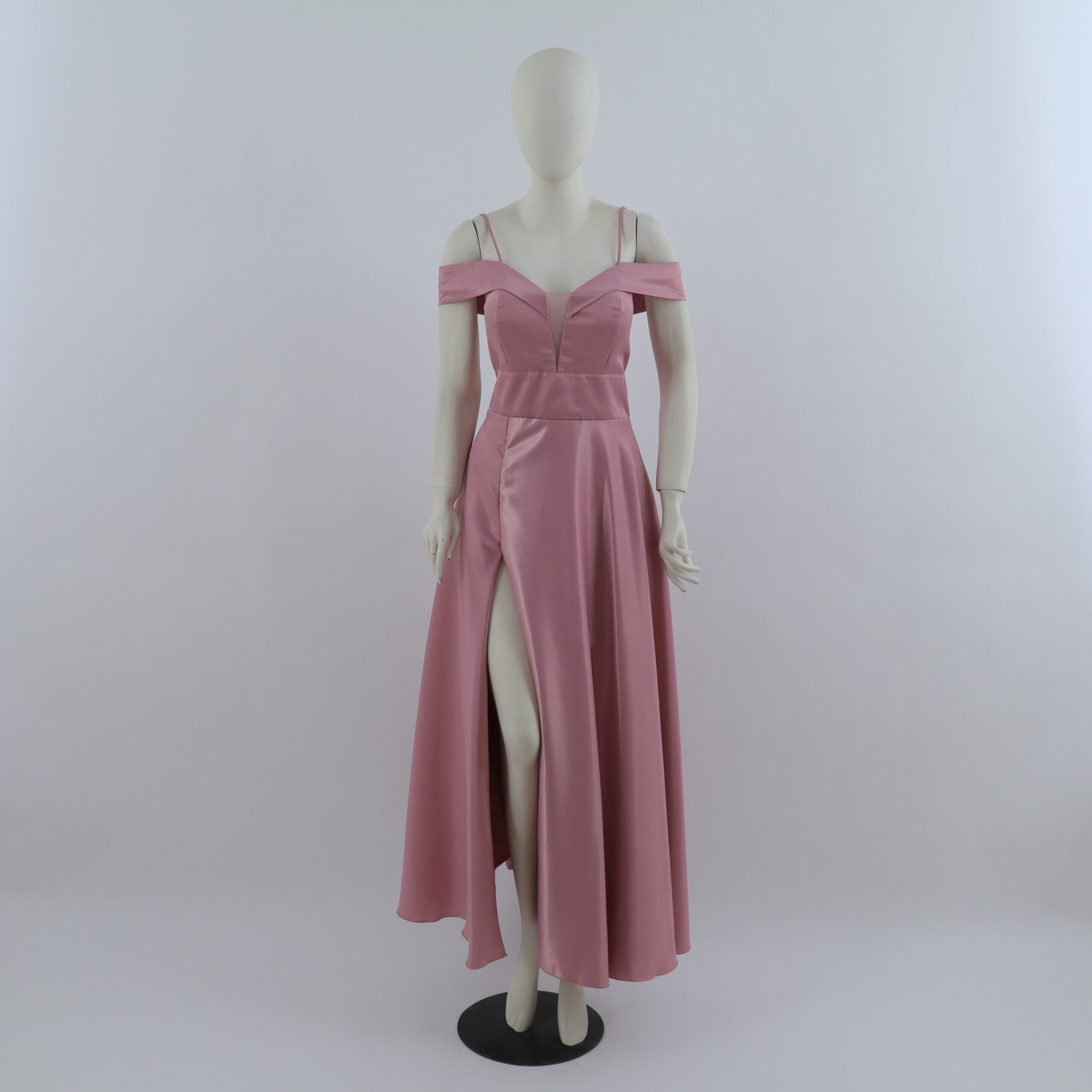 vestido tela versacemangas caidas con tiras color palo rosa - Débora