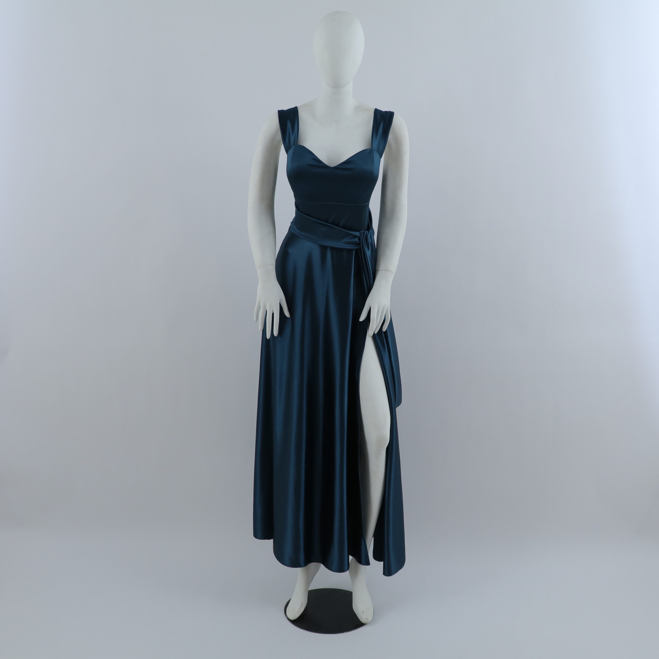 vestido tela zara con cinturón ancho color azul acero - Rebeka vestido tela zara con cinturón ancho color azul acero - Rebeka