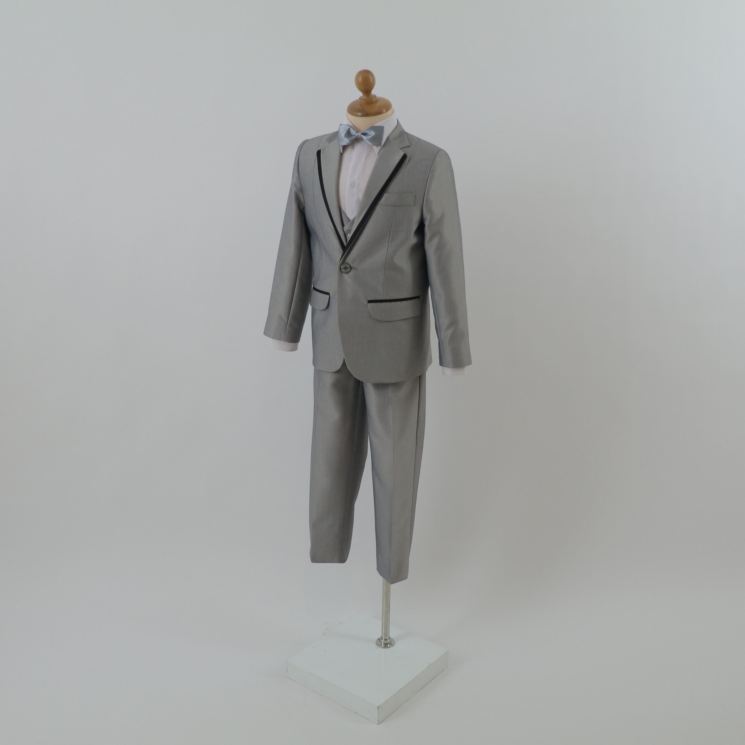 terno para niños plateado tela manchester pantalón semi pitillo clásico - Joseph terno para niños plateado tela manchester pantalón semi pitillo clásico - Joseph