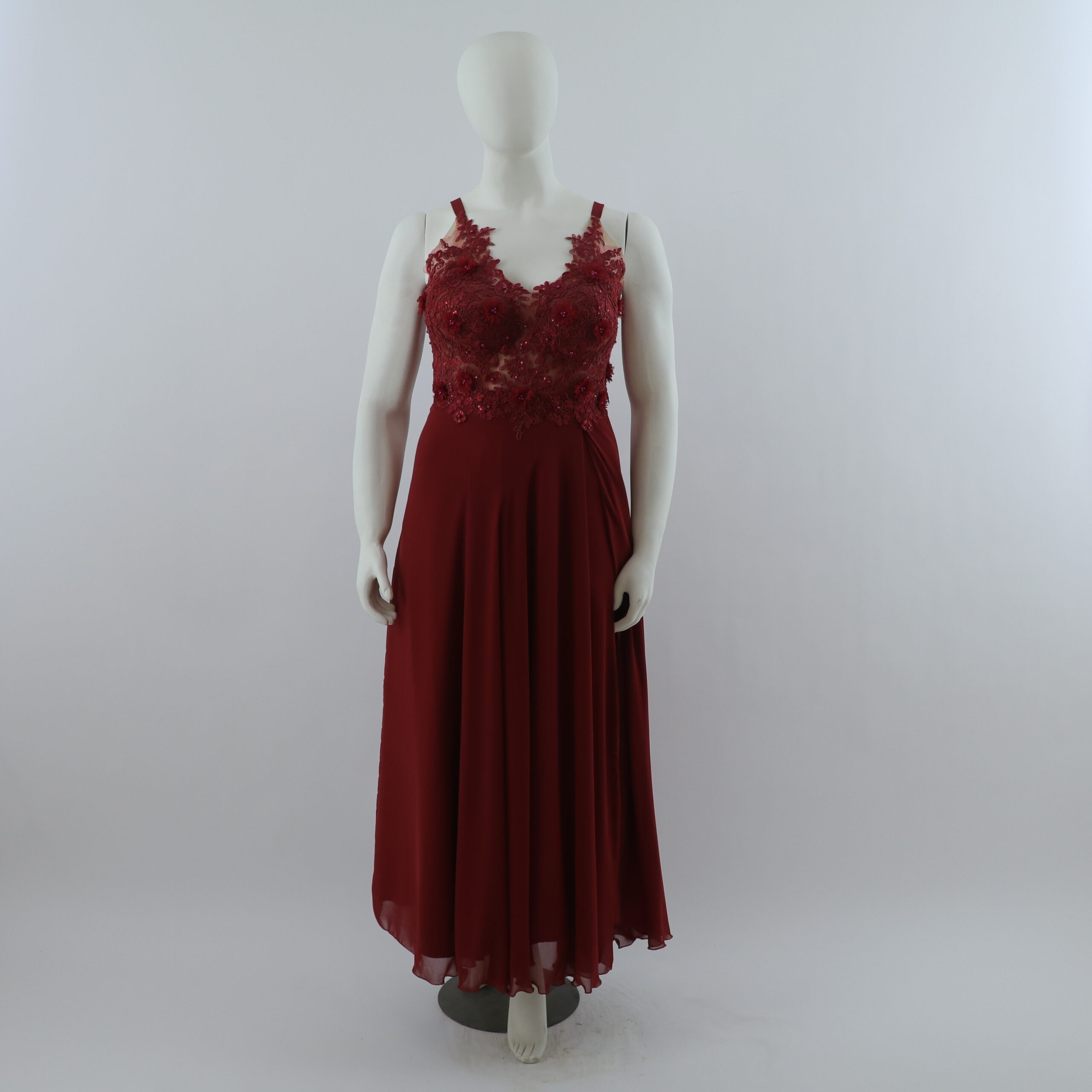 vestido tela gasa corpiño con encajes color vino - Aroa vestido tela gasa corpiño con encajes color vino - Aroa