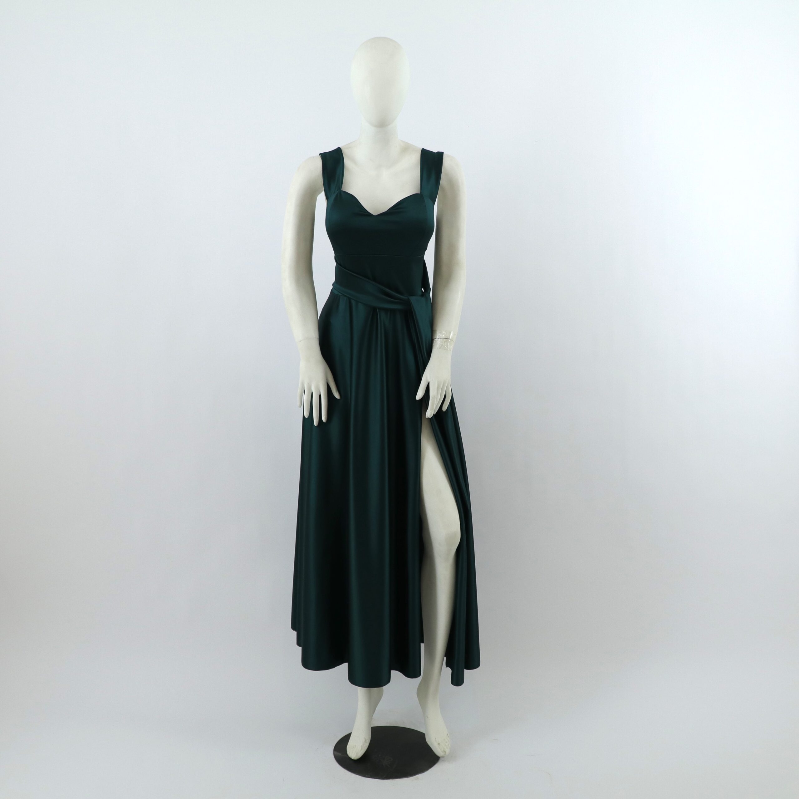 vestido tela zara con cinturón ancho color verde botella - Rebeka vestido tela zara con cinturón ancho color verde botella - Rebeka