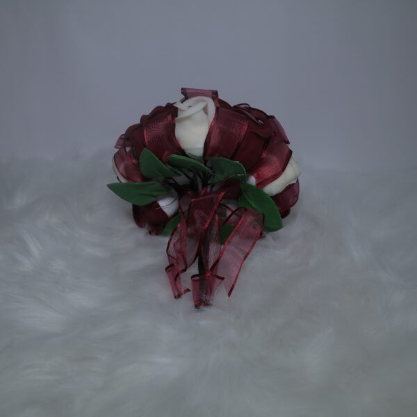 bouquet vino y perla cinta organza X14C2