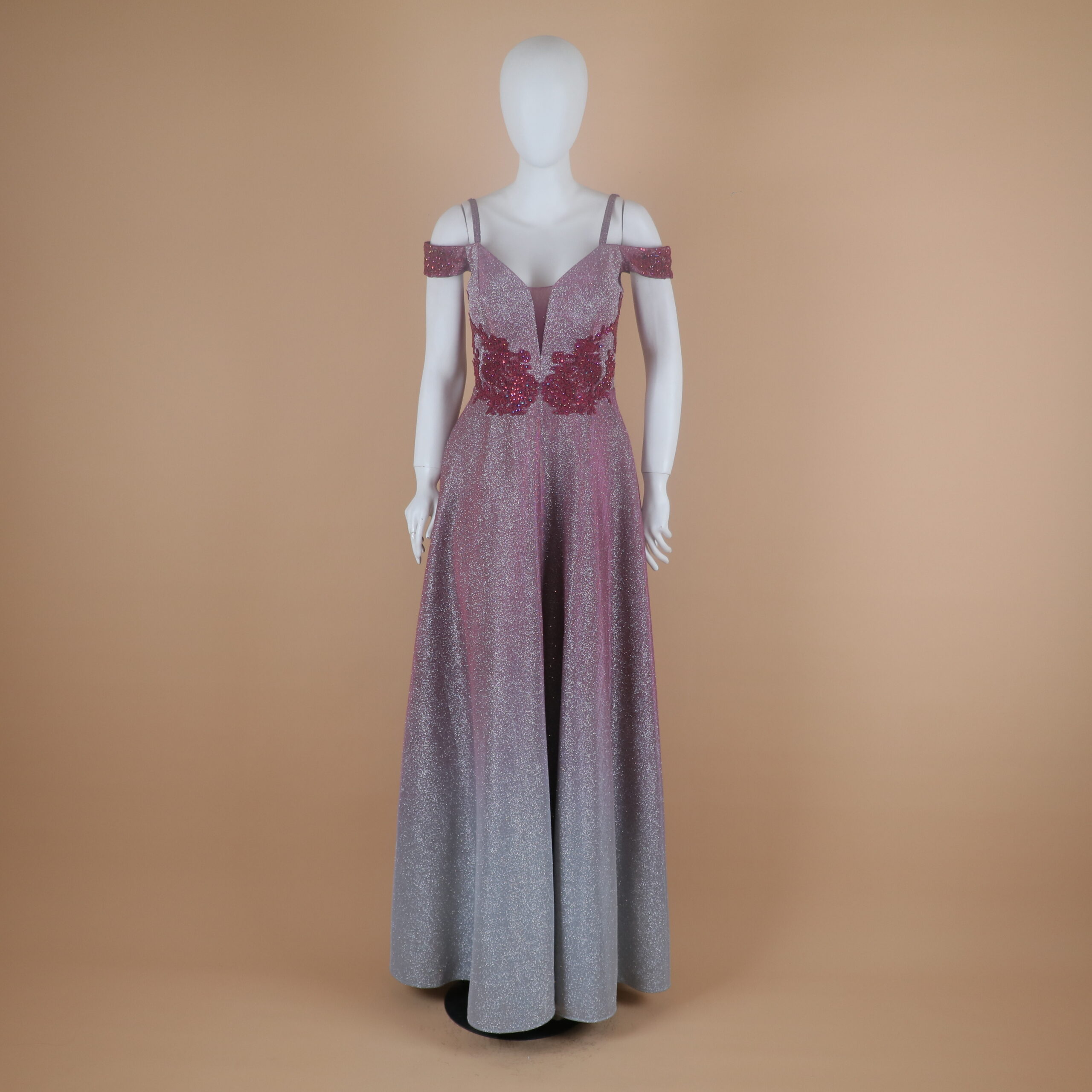 vestido tela tornasol escote en v color vino - Ginger