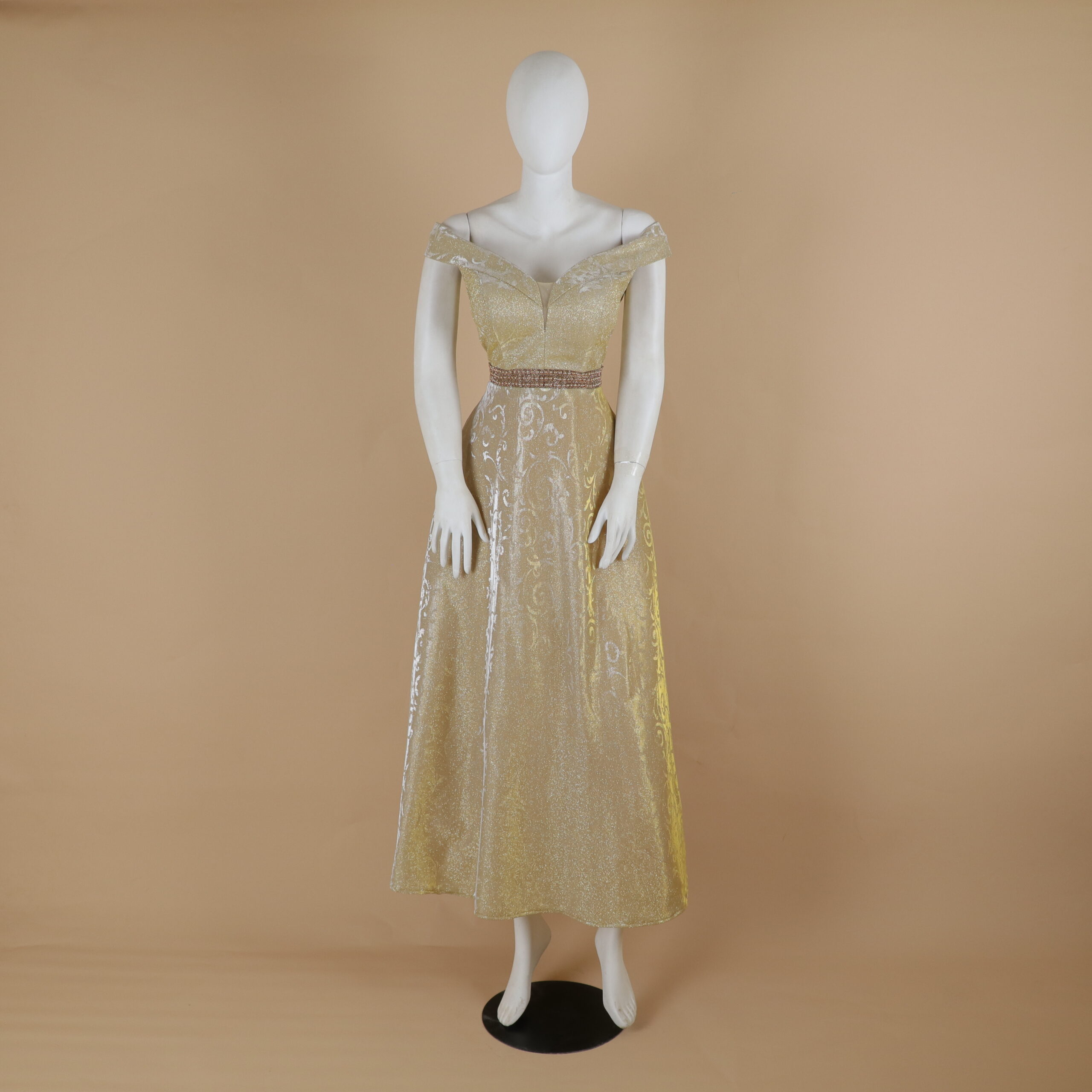 vestido tela tornasolada escote en v color dorado - Yesenia vestido tela tornasolada escote en v color dorado - Yesenia
