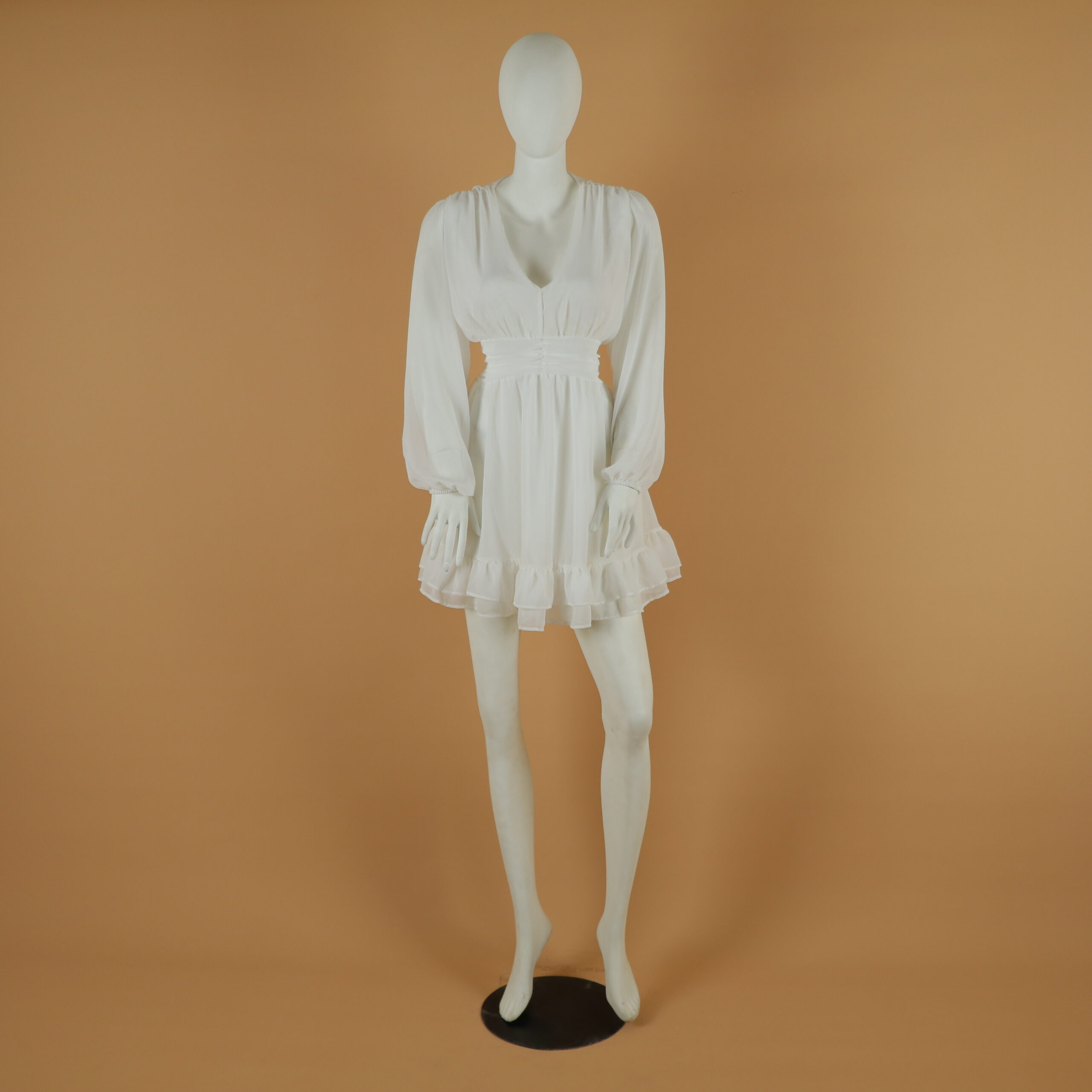 vestido corto tela gasa caida doble campana color blanco - Anna vestido corto tela gasa caida doble campana color blanco - Anna