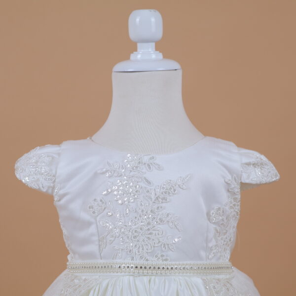 vestido para niñas tela podesua escote rodondo color ivory - Lucianita