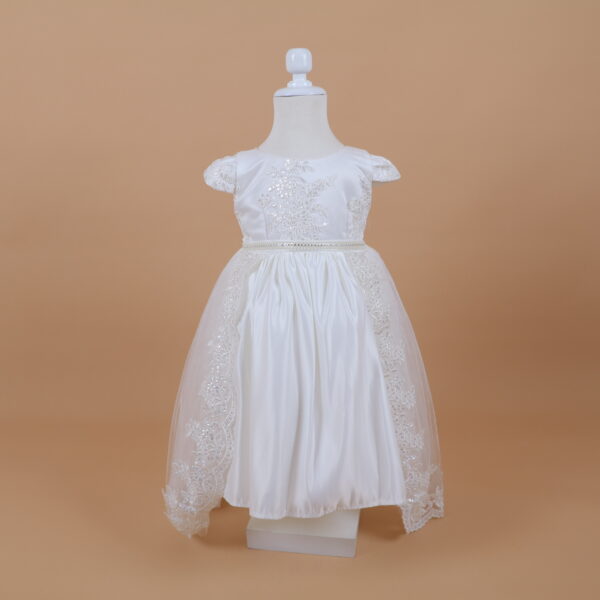 vestido para niñas tela podesua guardia de lentejuelas color ivory - Lucianita