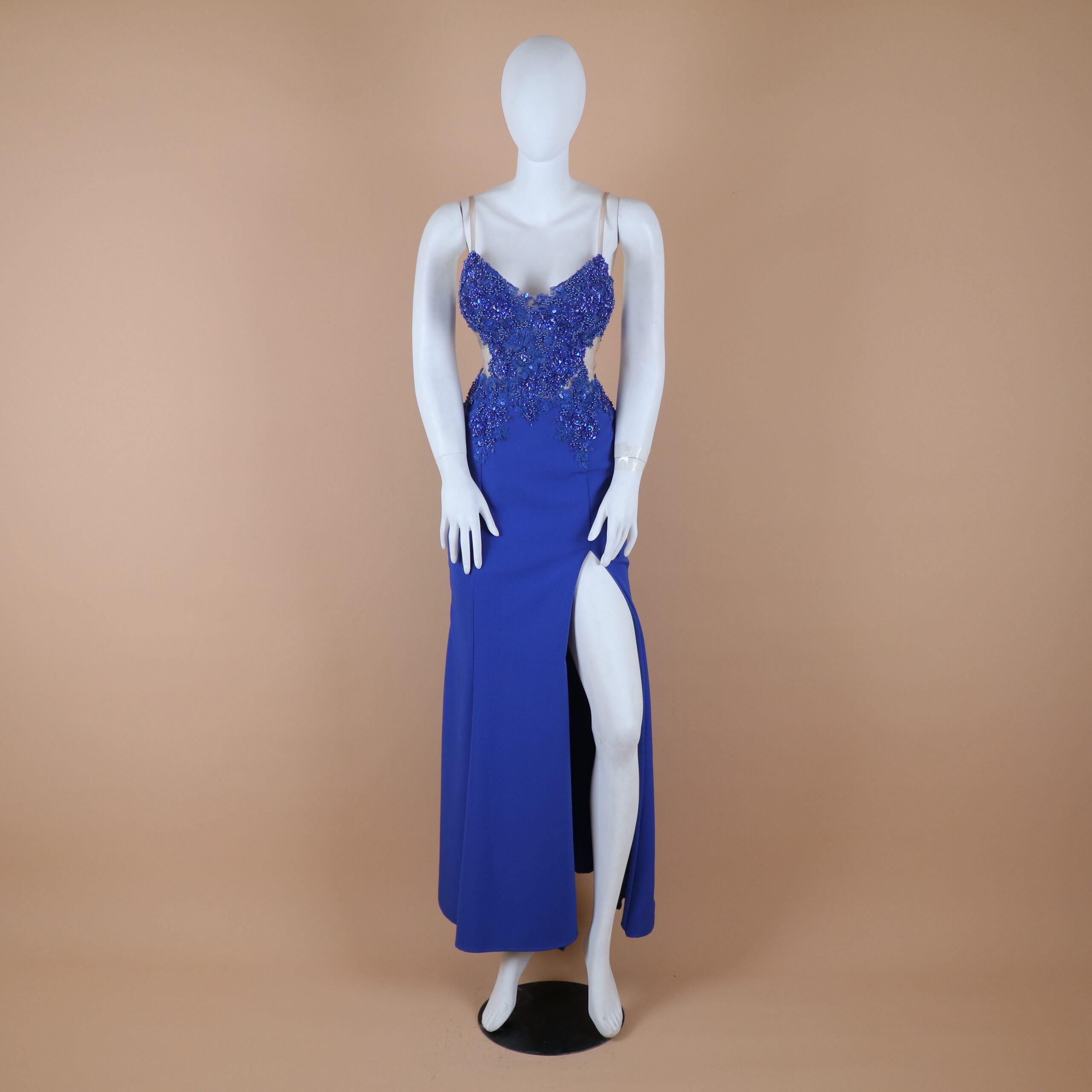 vestido tela scuba con abertura desde el muslo - color azul eléctrico - Harriet vestido tela scuba con abertura desde el muslo - color azul eléctrico - Harriet