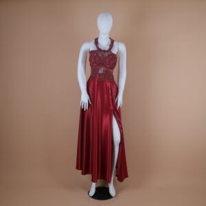 vestido tela versace corte campana color vino - Liliana