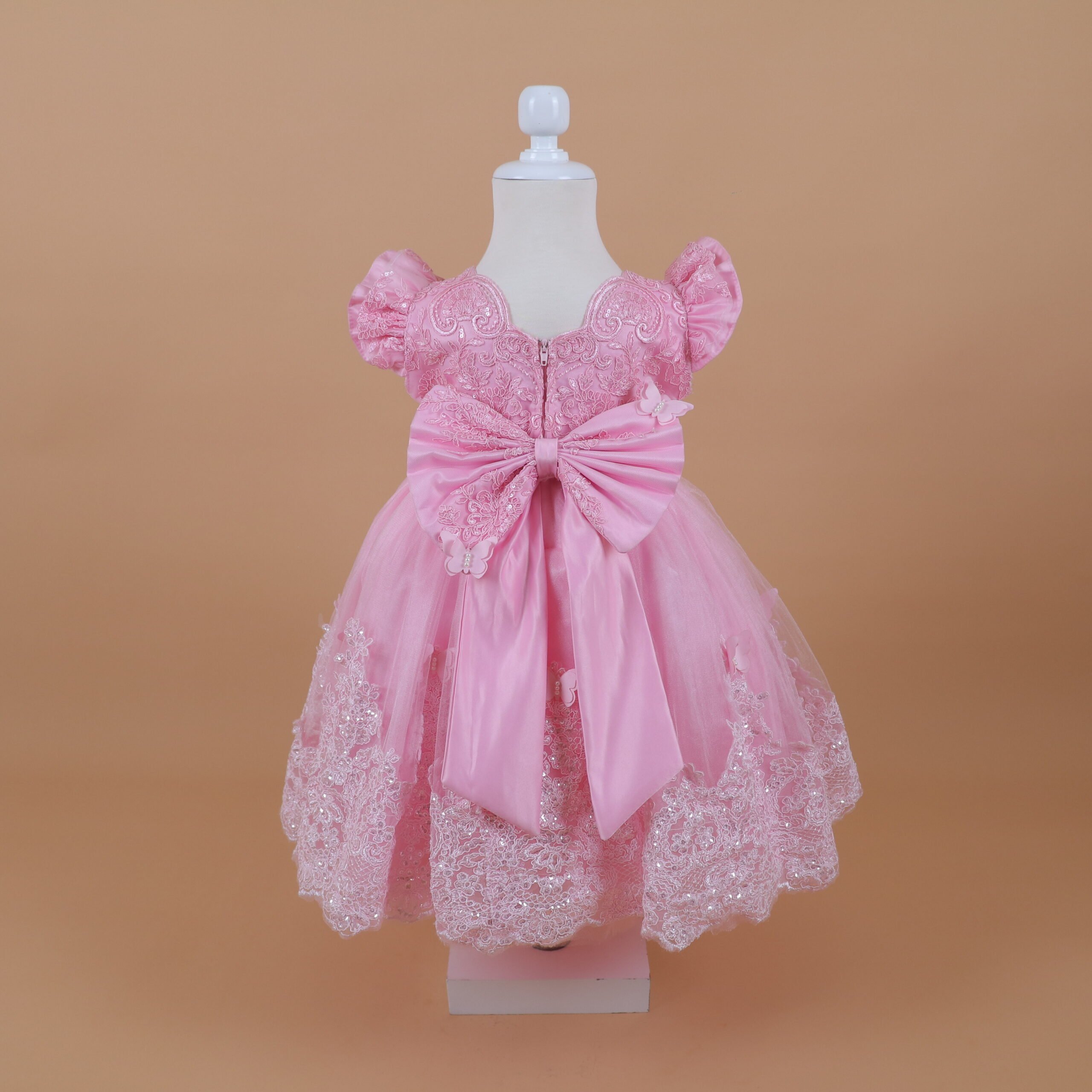 vestido para niñas tela tul fantasia con cierre y lazo posterior color rosado - Brianita vestido para niñas tela tul fantasia con cierre y lazo posterior color rosado - Brianita