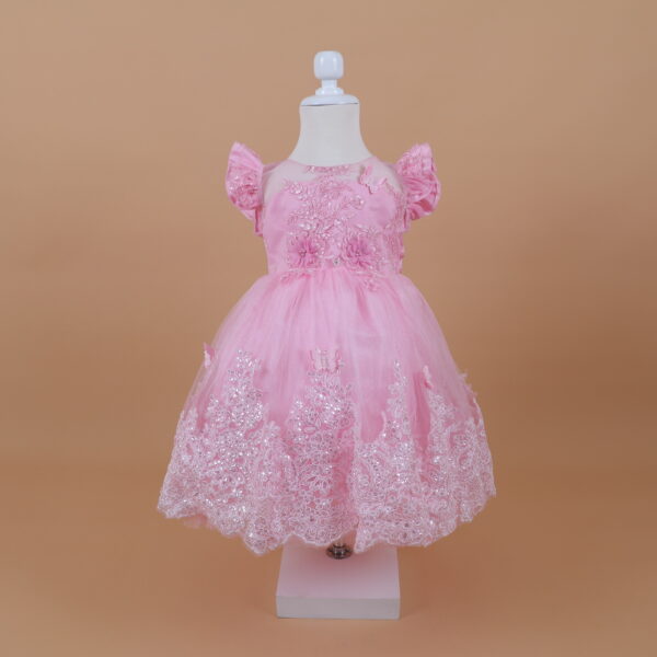 vestido para niñas tela tul fantasia tela podesya y tela pima color rosado - Brianita