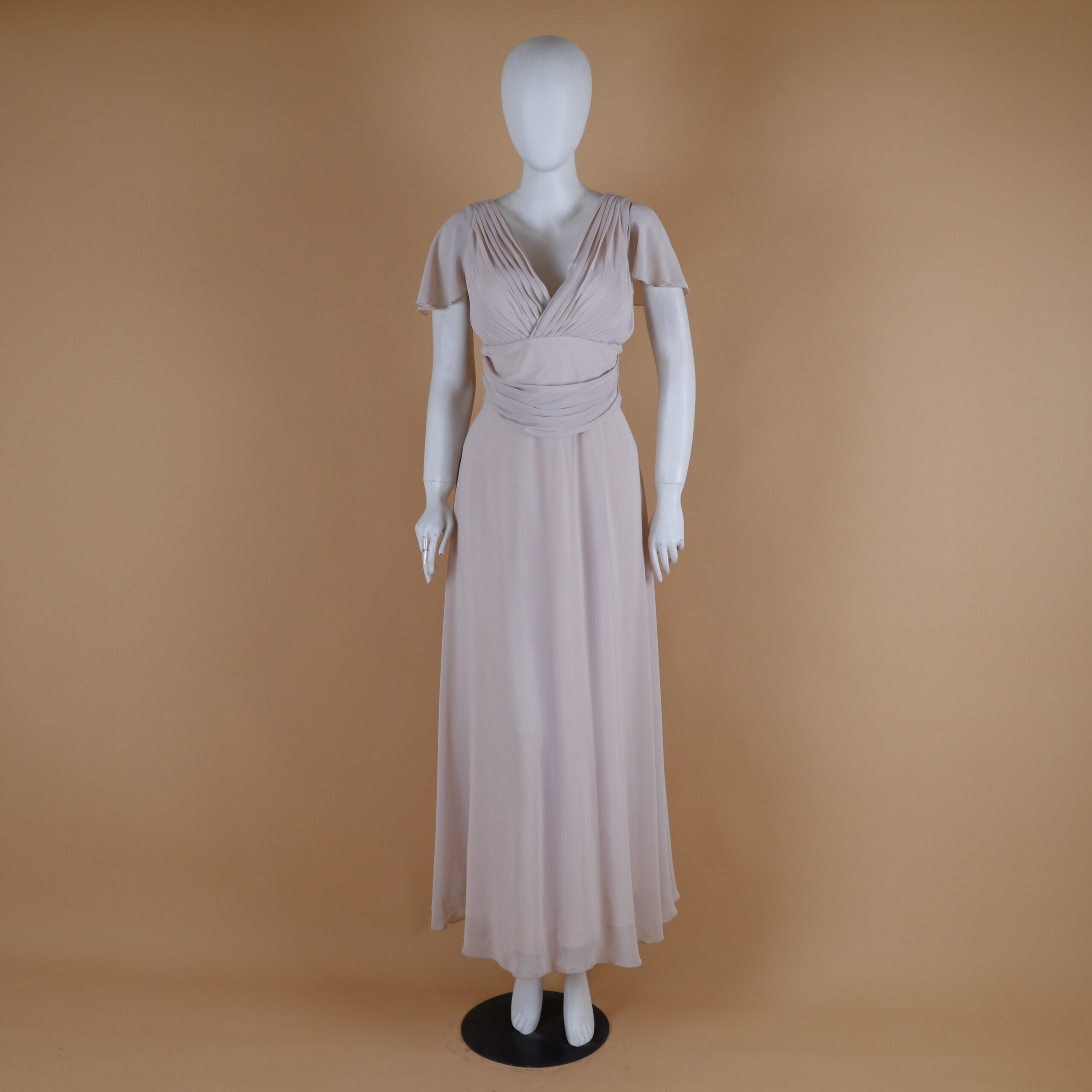 Vestido en tela gasa caida en linea A color nude - Eines